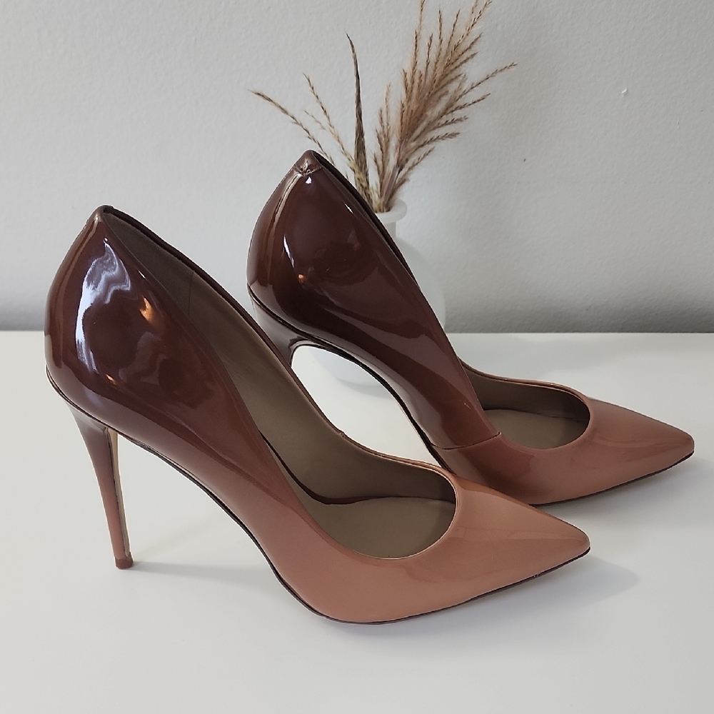 ALDO Two-Tone Brown and Nude Patent Pointed-Toe Stiletto Heels - Picture 4 of 8